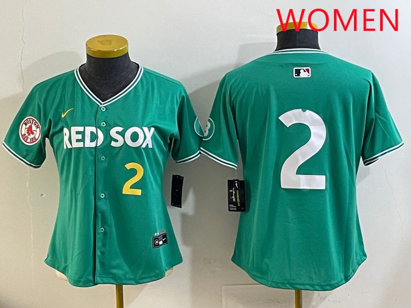 Women Boston Red Sox #2 No Name Green Joint Name Nike 2025 MLB Jersey style 5